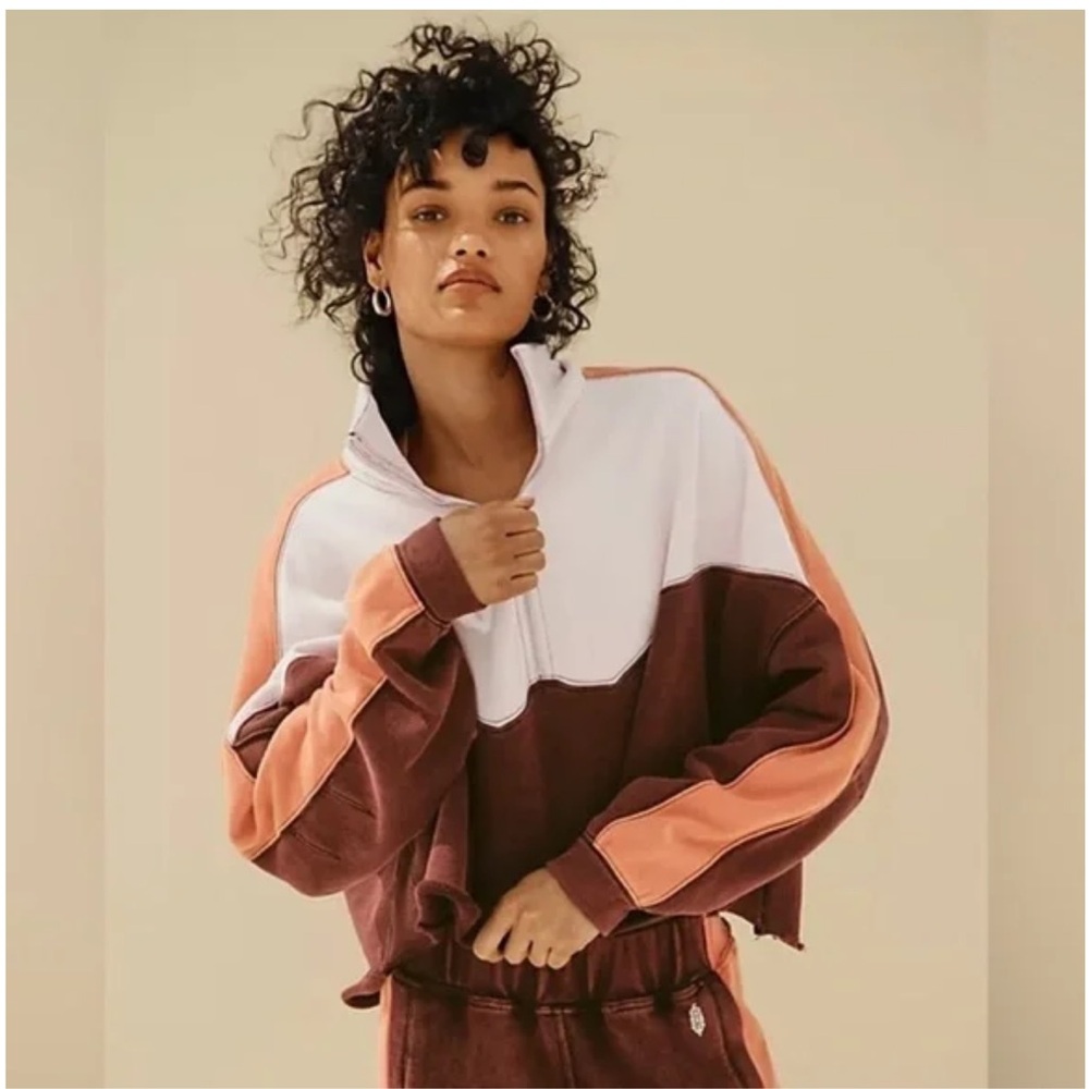 Free People split second half zip fig jam combo
